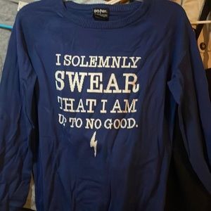 Harry Potter I Solemnly Swear That I Am Up To No Good Blue White Sweater